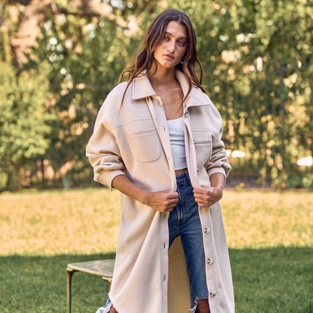 Nwt Collared Button-Up Long Jacket